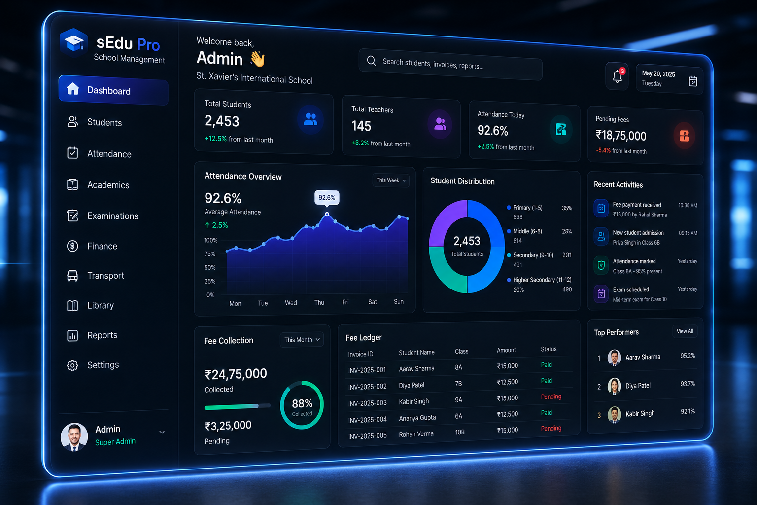 Seedfaa Edu OS Dashboard Interface